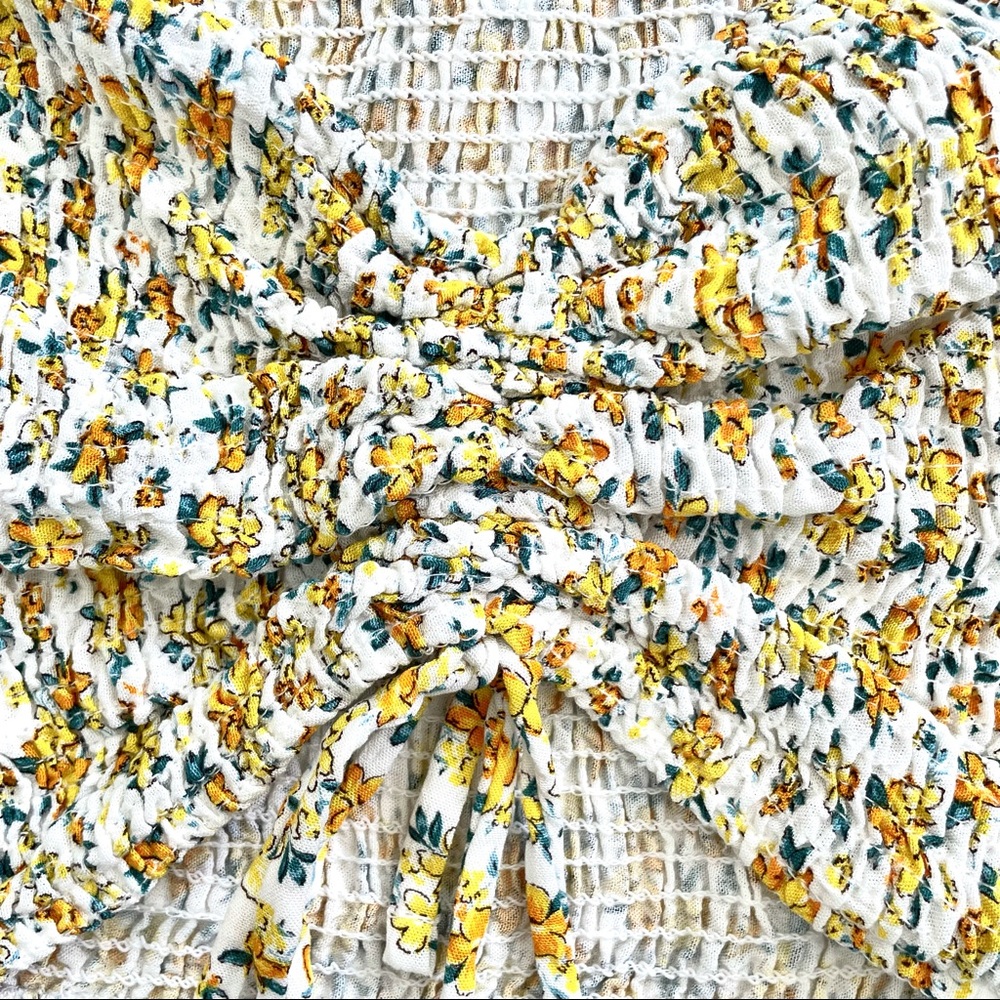 BERSHKA Rouched Florar Cropped Top - Picture 5 of 6